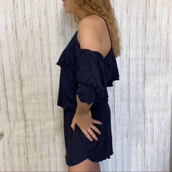 GREEN Dragon cold shoulder NWT blue romper size Medium - Picture 3 of 7